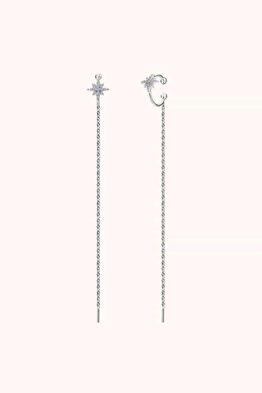 Moissanite 925 Sterling Silver Threader Earrings - Trendsi - Flyclothing LLC