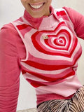 Heart Mock Neck Sweater Vest - Trendsi - Flyclothing LLC