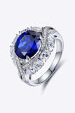Platinum-Plated Lab-Grown Sapphire Ring - Trendsi - Flyclothing LLC