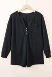 Notched Neck Long Sleeve Romper - Trendsi - Flyclothing LLC