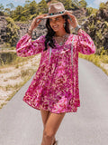 Long Sleeve V-Neck Mini Dress - Trendsi - Flyclothing LLC