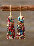 Geometrical Shape Imperial Jasper Dangle Earrings - Trendsi - Flyclothing LLC