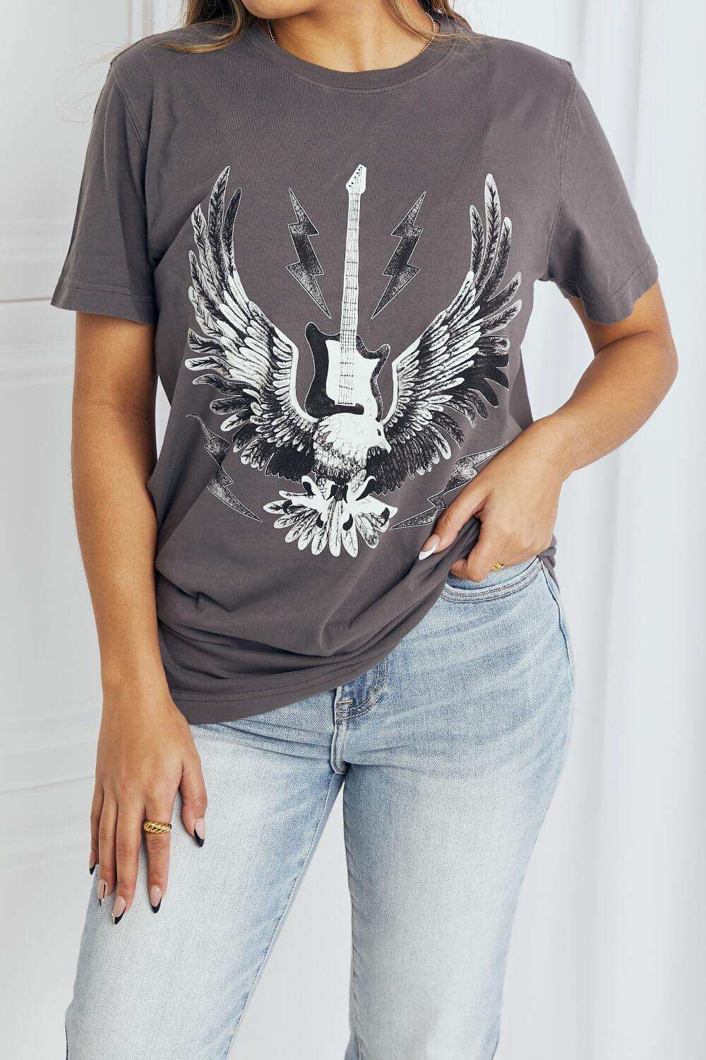 mineB Full Size Eagle Graphic Tee Shirt - Trendsi - Flyclothing LLC