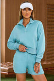 Half Button Sweatshirt and Shorts Active Set - Trendsi - Flyclothing LLC