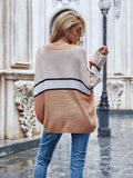 Striped Horizontal Ribbing Long Sleeve Tunic Sweater - Trendsi - Flyclothing LLC
