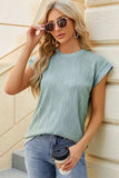 Round Neck Cap Sleeve T-Shirt - Trendsi - Flyclothing LLC