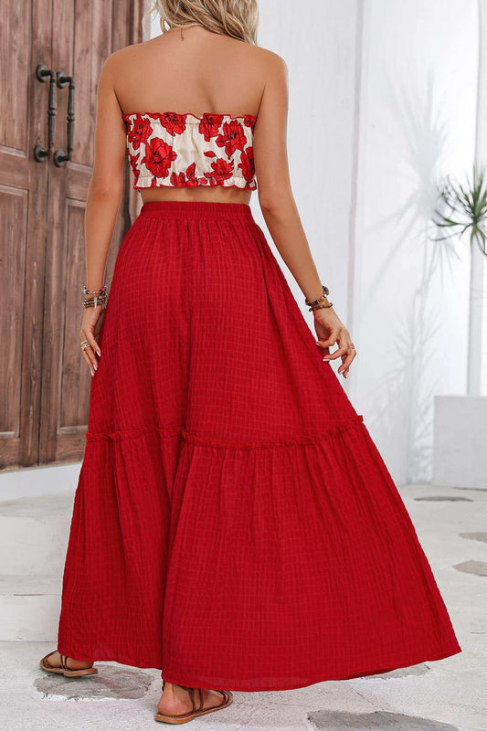 Floral Tube Top and Maxi Skirt Set - Trendsi - Flyclothing LLC