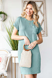 Ribbed Round Neck Short Sleeve Dress - Trendsi - Flyclothing LLC