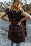 Longline Hooded Sleeveless Puffer Vest - Trendsi - Flyclothing LLC