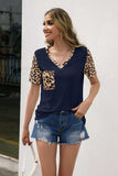 Leopard V-Neck Tunic Tee - Trendsi - Flyclothing LLC