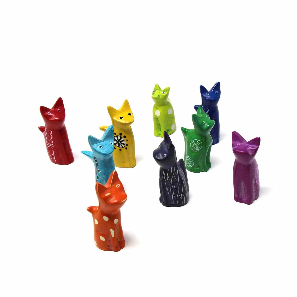 Soapstone Tiny Sitting Cats - Assorted Pack of 5 Colors - SMOLArt - Flyclothing LLC