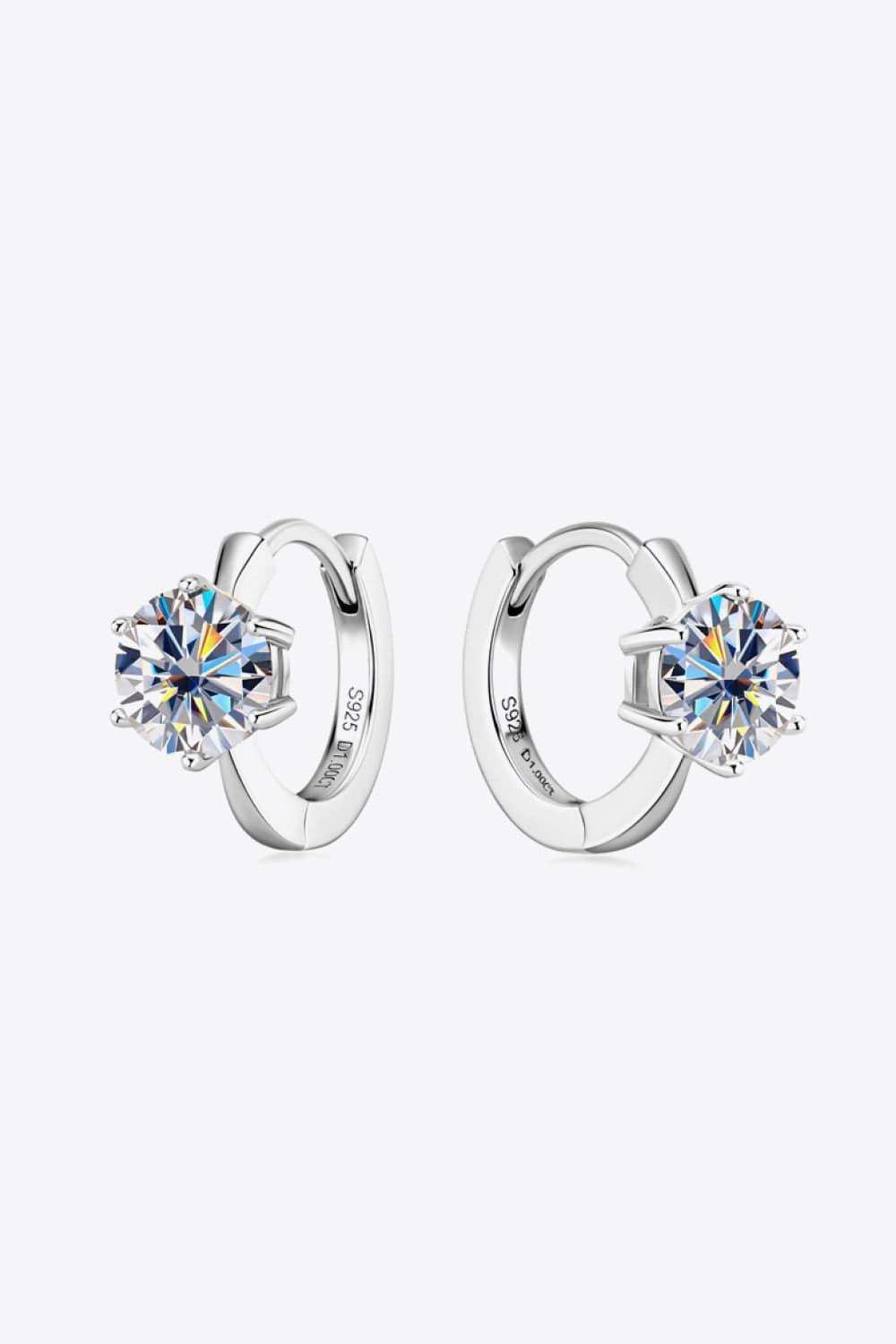 2 Carat Moissanite 925 Sterling Silver Huggie Earrings - Trendsi - Flyclothing LLC