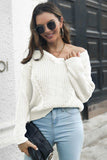 Cable-Knit V-Neck Sweater - Trendsi - Flyclothing LLC