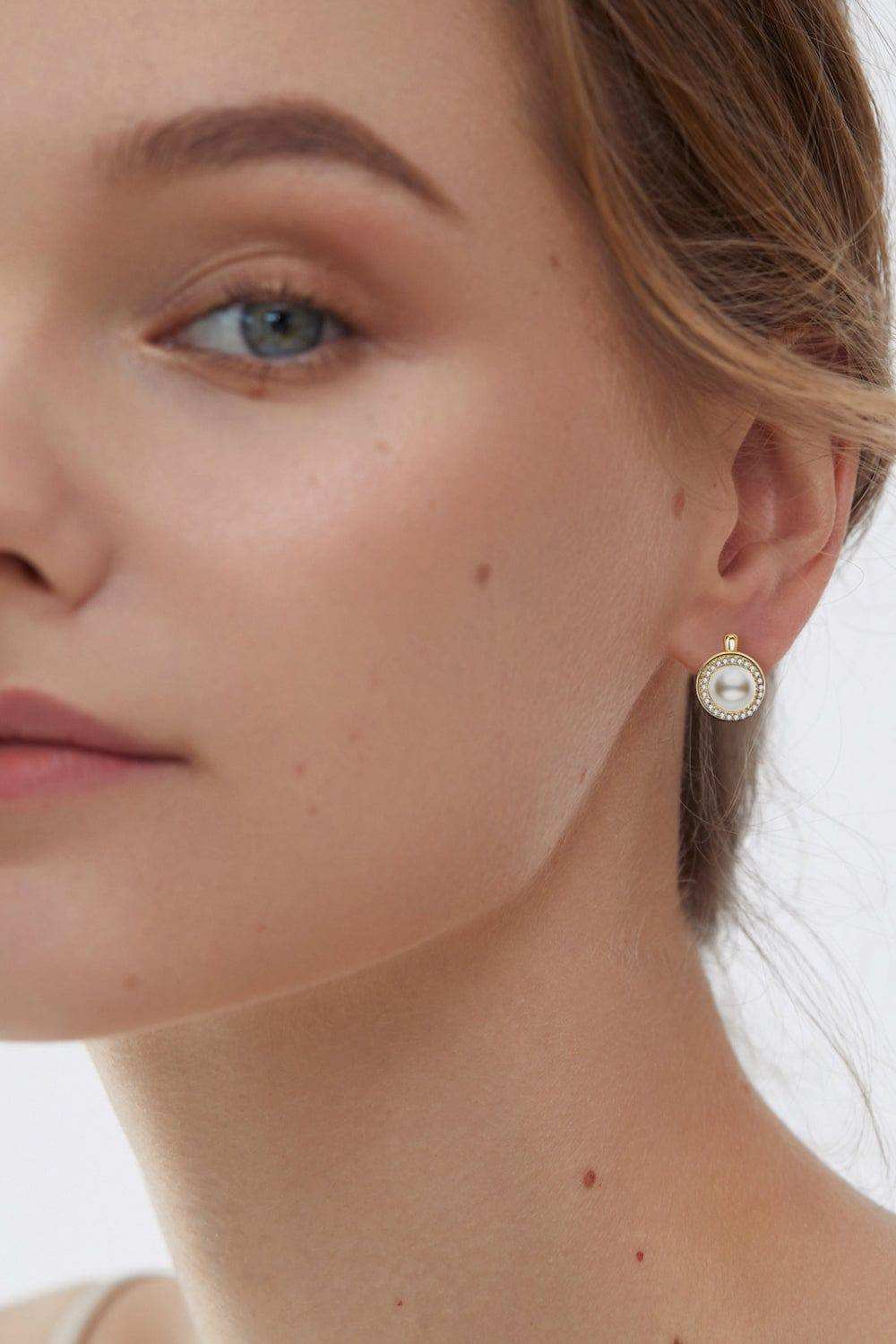 Moissanite Pearl 925 Sterling Silver Earrings - Trendsi - Flyclothing LLC