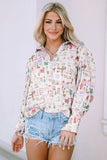 Printed Collared Neck Long Sleeve Shirt - Trendsi - Flyclothing LLC