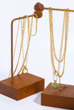 Copper 14K Gold Pleated Round Shape Aventurine Pendant Necklace - Trendsi - Flyclothing LLC