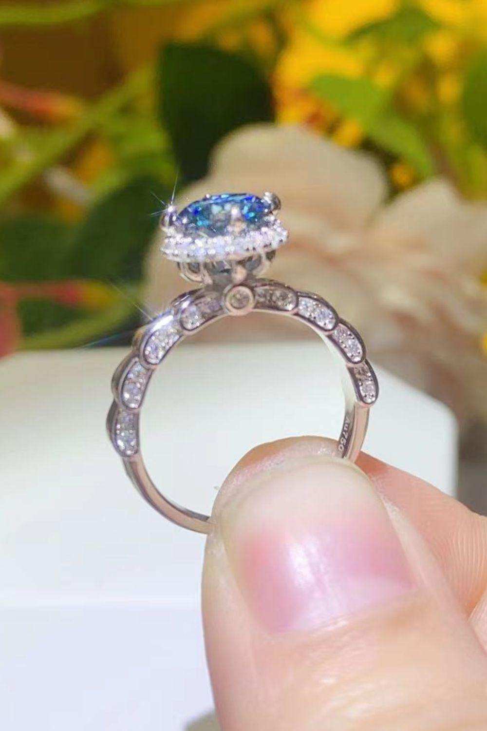 925 Sterling Silver 1 Carat Moissanite Cluster Ring - Trendsi - Flyclothing LLC