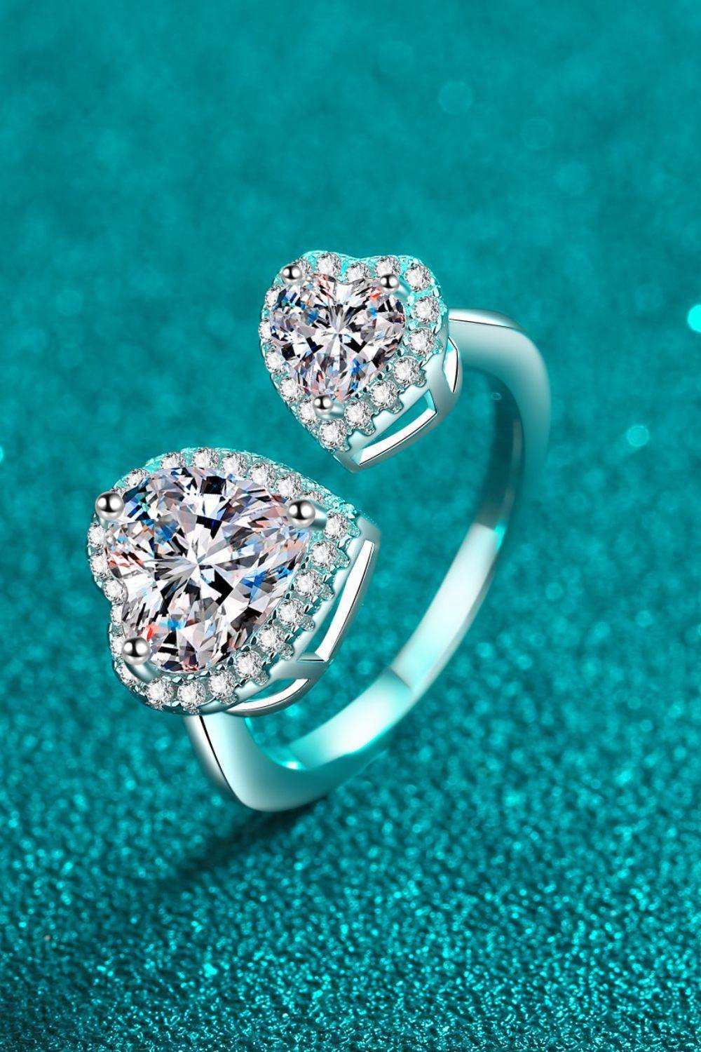 Heart-Shape Moissanite Open Ring - Trendsi - Flyclothing LLC