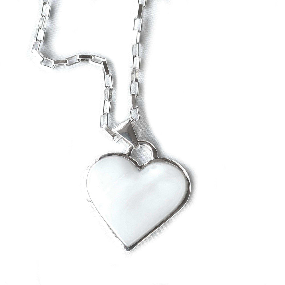 Corazon Blanco White Heart Pendant with Chain - Artisana - Flyclothing LLC