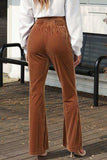 High Waist Corduroy Flare Pants - Trendsi - Flyclothing LLC