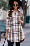 Plaid Button-Up Longline Shirt Jacket - Trendsi - Flyclothing LLC