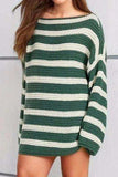 Striped Round Neck Dropped Shoulder Sweater - Trendsi - Flyclothing LLC