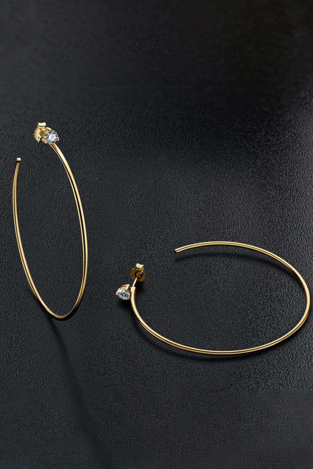 925 Sterling Silver Moissanite Hoop Earrings - Trendsi - Flyclothing LLC