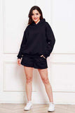 Drop Shoulder Long Sleeve Hoodie and Shorts Set - Trendsi - Flyclothing LLC