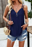 Eyelet V-Neck Double Strap Cami - Trendsi - Flyclothing LLC