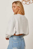 Round Neck Dropped Shoulder Cropped Sweatshirt - Trendsi - Flyclothing LLC