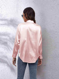 Collared Neck Buttoned Long Sleeve Shirt - Trendsi - Flyclothing LLC