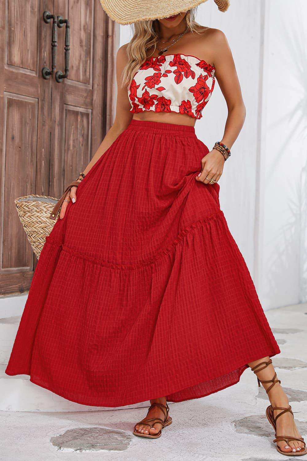 Floral Tube Top and Maxi Skirt Set - Trendsi - Flyclothing LLC