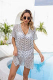 Openwork V-Neck Short Sleeve Cover Up - Trendsi - Flyclothing LLC