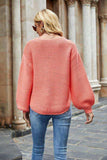 Round Neck Lantern Sleeve Sweater - Trendsi - Flyclothing LLC