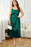Plus Size Tie-Shoulder Midi Night Dress - Trendsi - Flyclothing LLC