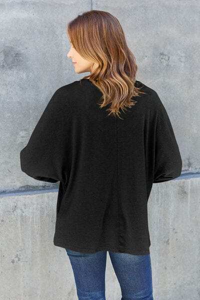 Double Take Full Size Round Neck Long Sleeve T-Shirt - Trendsi - Flyclothing LLC