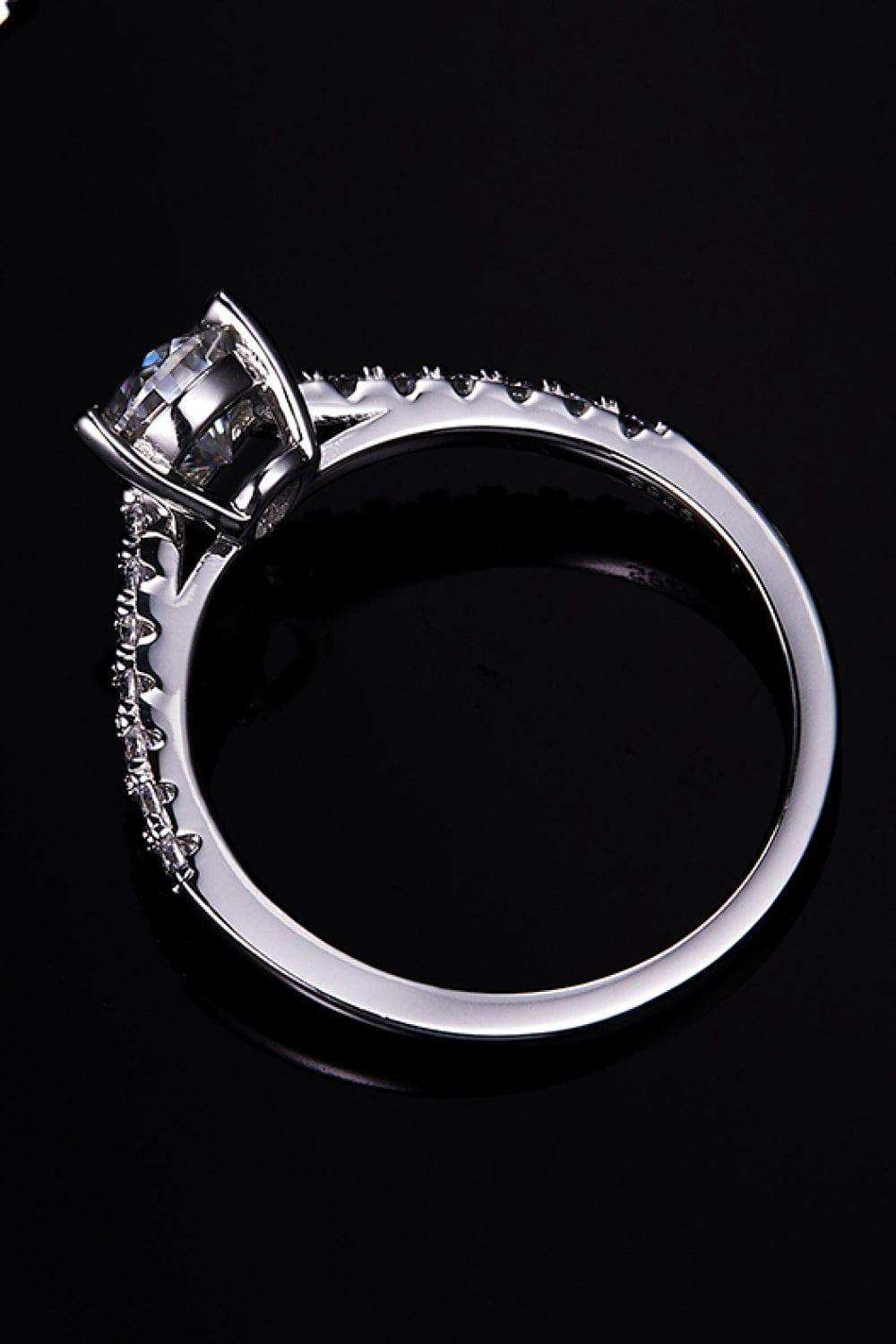 1 Carat Moissanite 925 Sterling Silver Side Stone Ring - Trendsi - Flyclothing LLC