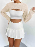 Distressed Long Sleeve Cropped Sweater - Trendsi - Flyclothing LLC