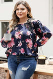 Plus Size Floral Flounce Sleeve Blouse - Trendsi - Flyclothing LLC