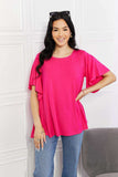 Yelete Full Size More Than Words Flutter Sleeve Top - Trendsi - Flyclothing LLC