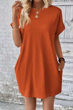 Pocketed Round Neck Short Sleeve Dress - Trendsi - Flyclothing LLC