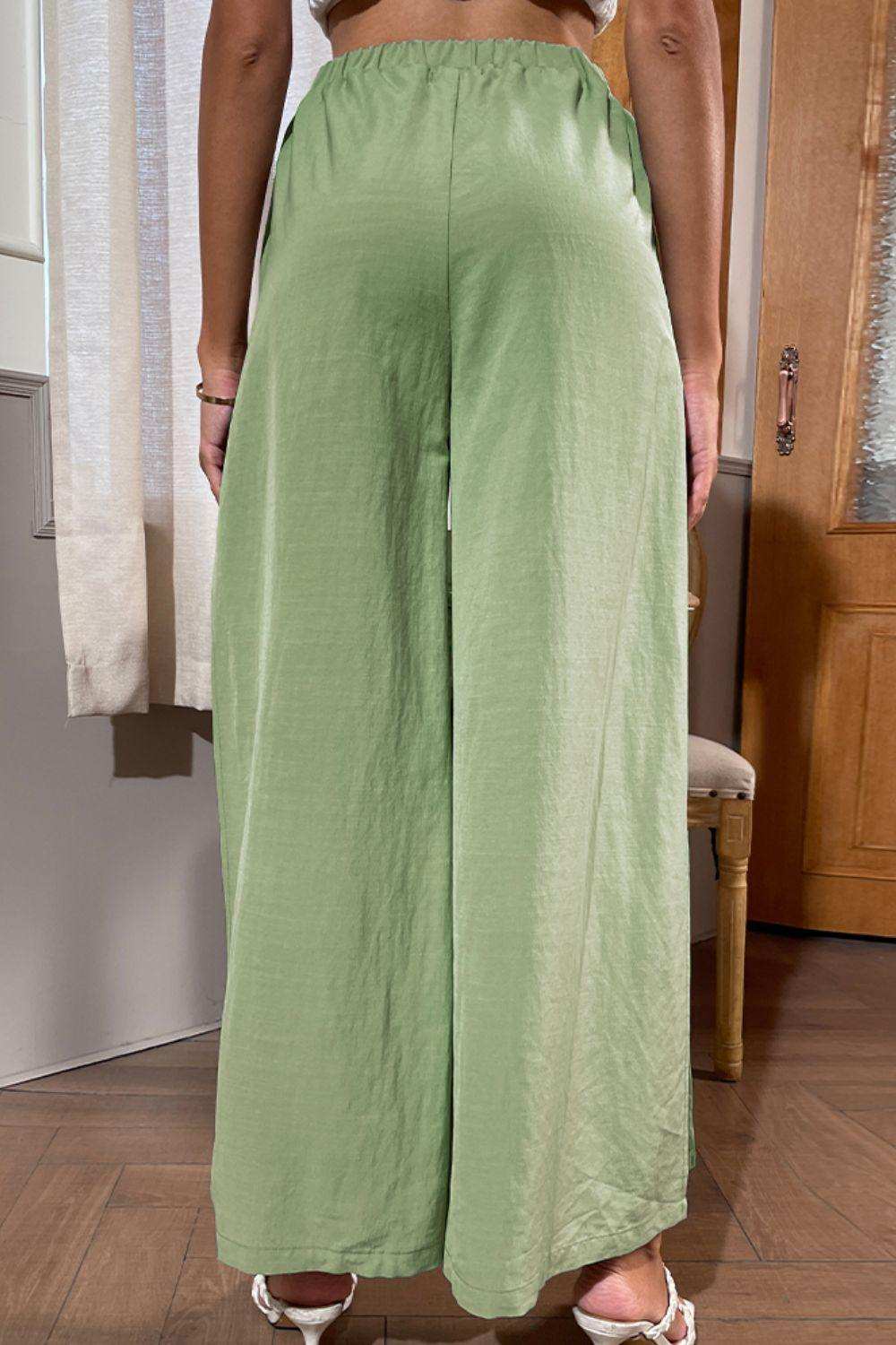 Side Slit Wide Leg Pants - Trendsi - Flyclothing LLC