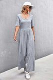 Scoop Neck Half Sleeve Wide Leg Jumpsuit - Trendsi - Flyclothing LLC