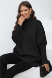 Turtle Neck Long Sleeve Ribbed Sweater - Trendsi - Flyclothing LLC