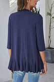 Open Front Three-Quarter Sleeve Cardigan - Trendsi - Flyclothing LLC