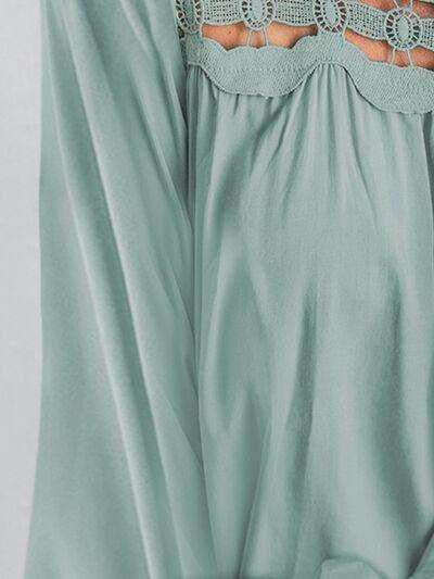 Cutout Square Neck Long Sleeve Blouse - Trendsi - Flyclothing LLC