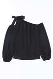 Tied Asymmetrical Neck Cold-Shoulder Blouse - Trendsi - Flyclothing LLC