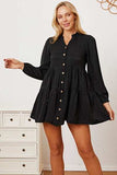 Ruffled Button Up Long Sleeve Tiered Shirt - Trendsi - Flyclothing LLC