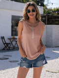 Half-Zip Round Neck Tank - Trendsi - Flyclothing LLC