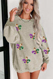Sequin Round Neck Dropped Shoulder Sweatshirt - Trendsi - Flyclothing LLC